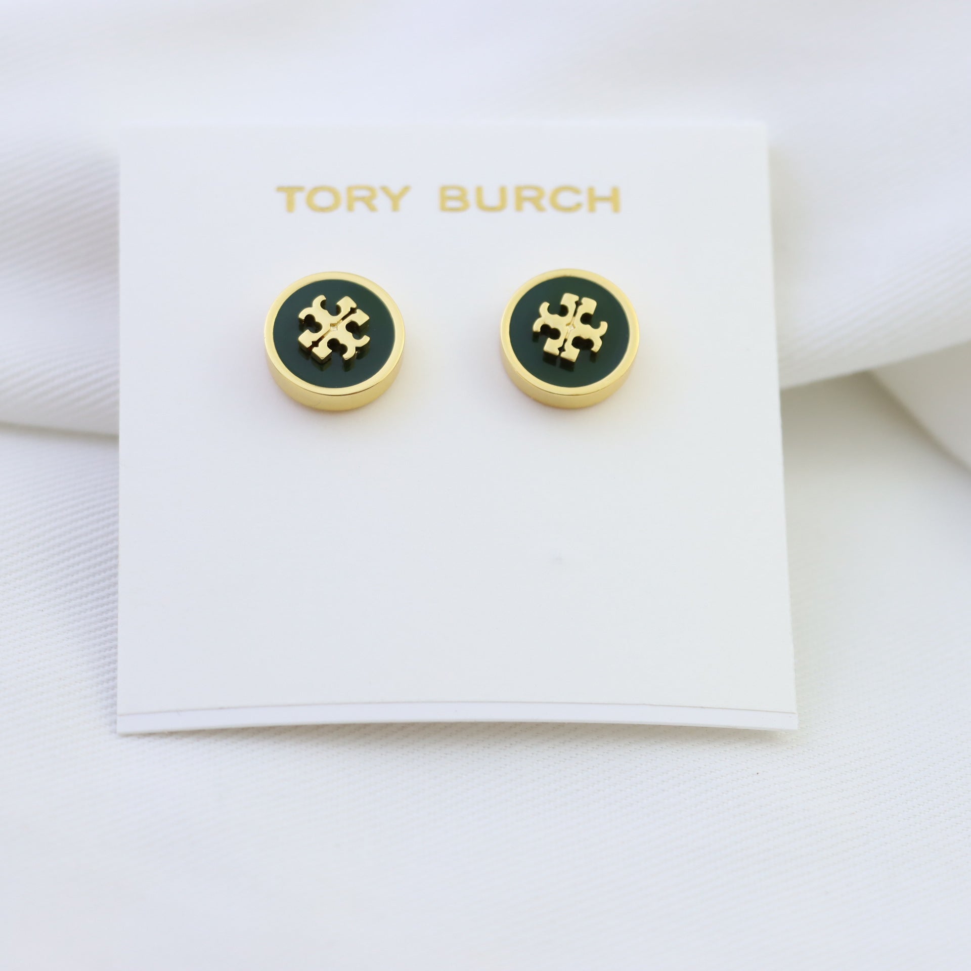 Vintage-Inspired Enamel Coin Stud Earrings