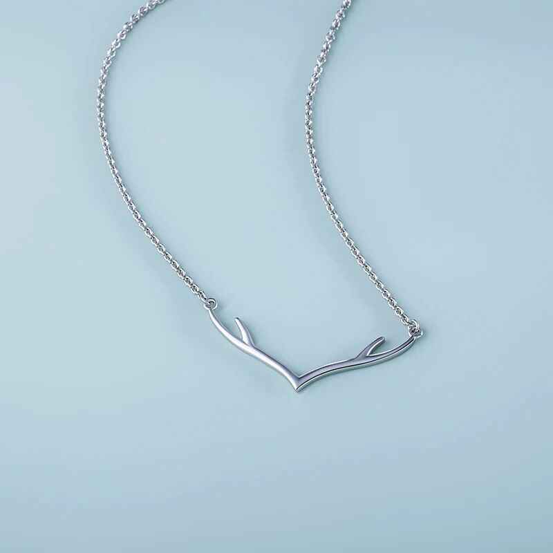 Jimmy's Jewelry Minimalist Antler Pendant Necklace in 925 Sterling Silver