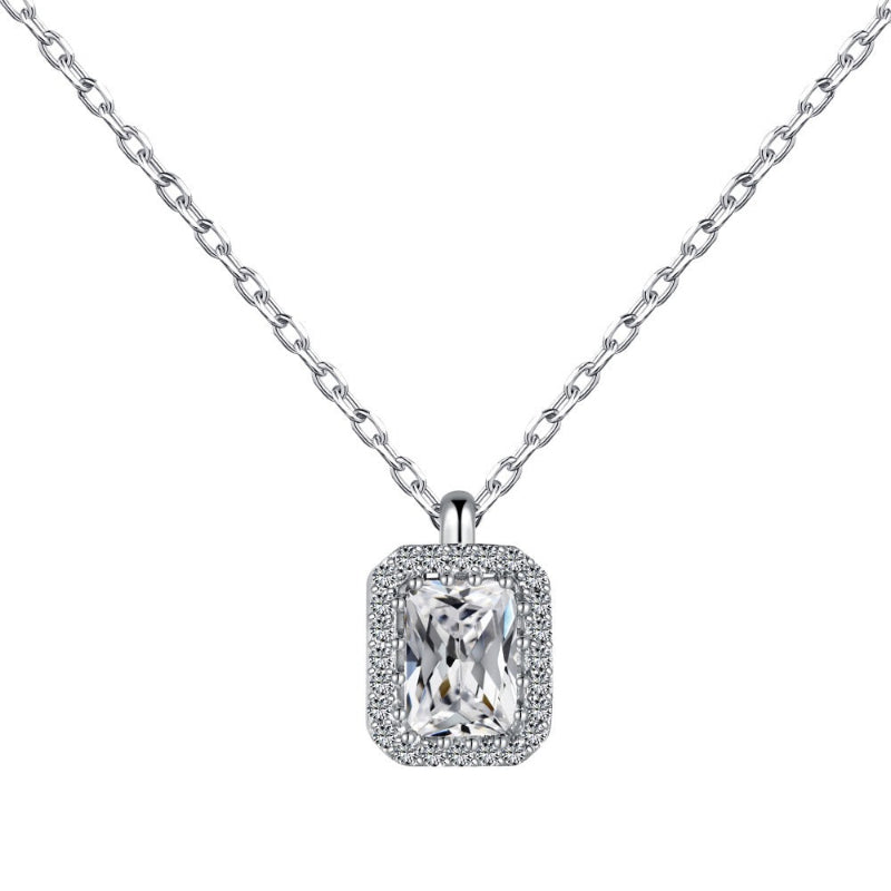 Elegant Silver Frame Diamond Necklace

