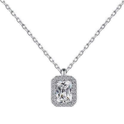 Elegant Silver Frame Diamond Necklace

