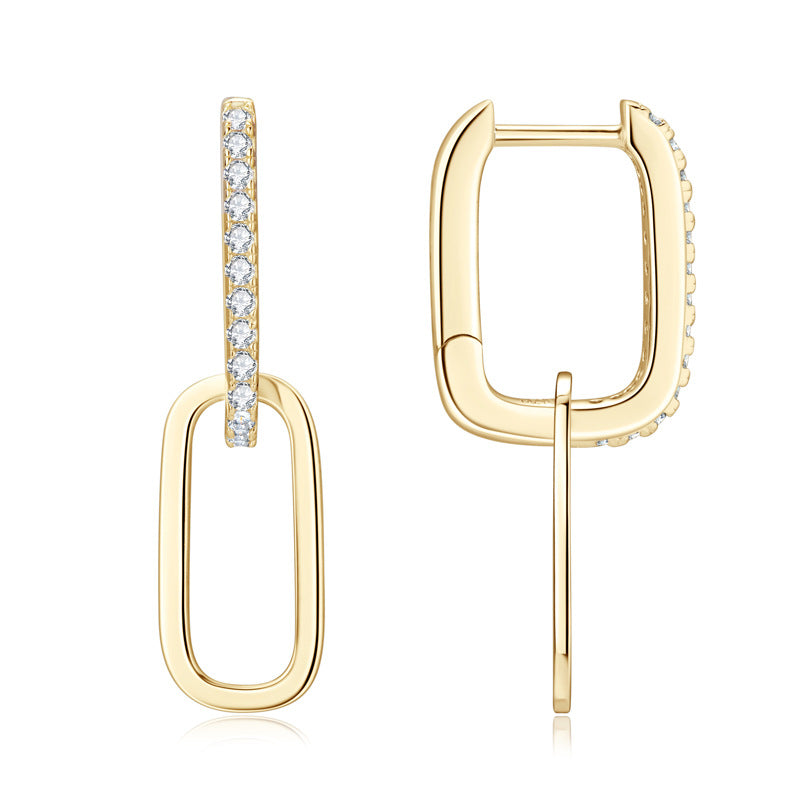 Moissanite Accent Paperclip Hoops