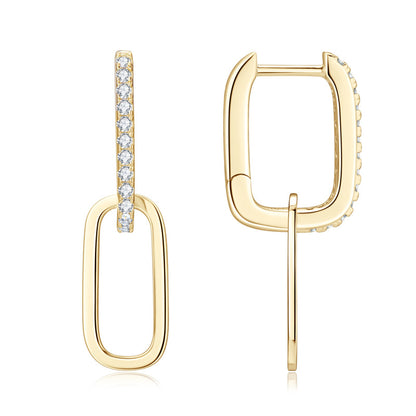 Moissanite Accent Paperclip Hoops