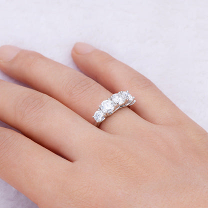 Adjustable Silver Tone Graduated Gemstone Ring

