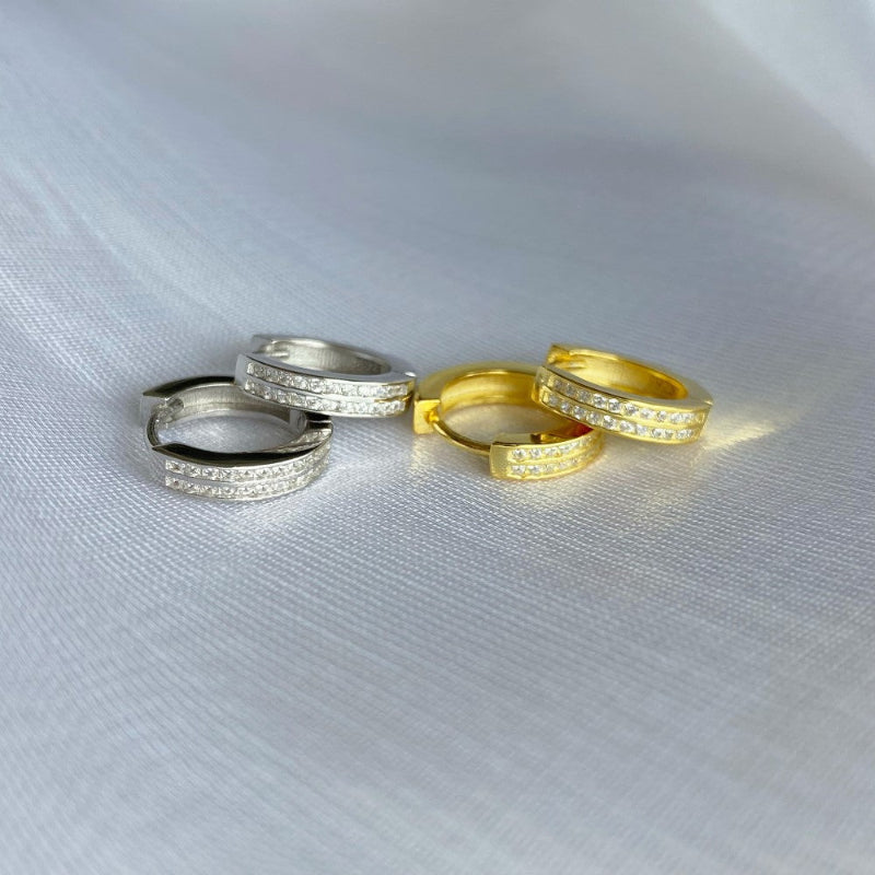 Chic Gold CZ Huggie Hoops


