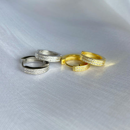 Chic Gold CZ Huggie Hoops

