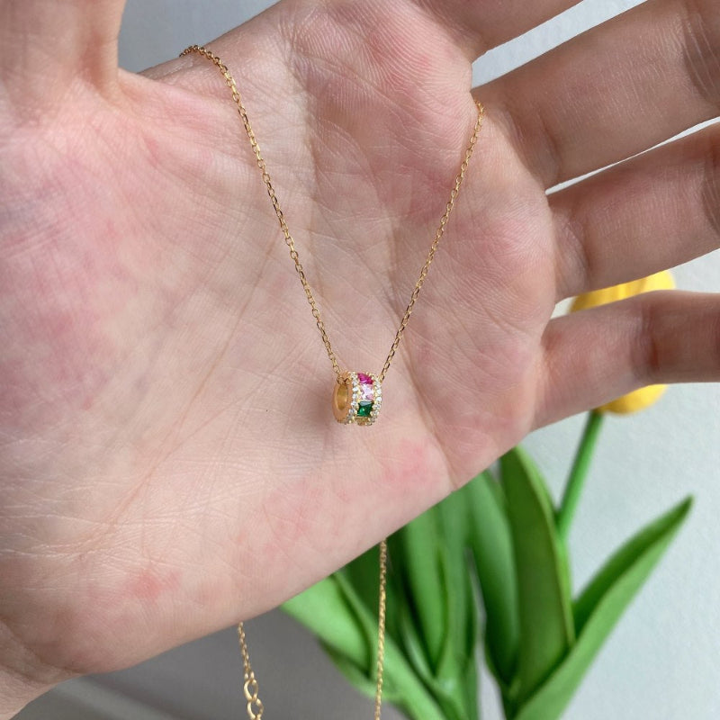Whimsical Gold & Colored Crystal Barrel

