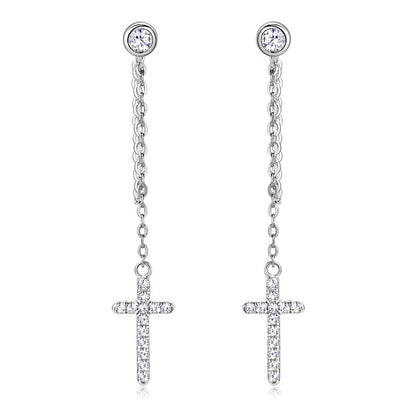 Timeless 925 Silver Moissanite Cross Drop

