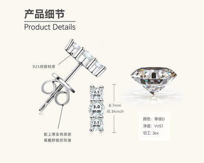 Exquisite Moissanite Graduated Stone Earrings

