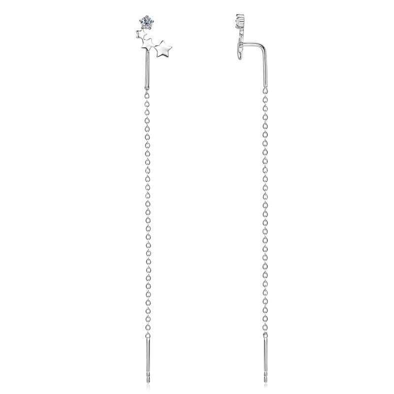 Everyday Moissanite Star & Chain Earrings


