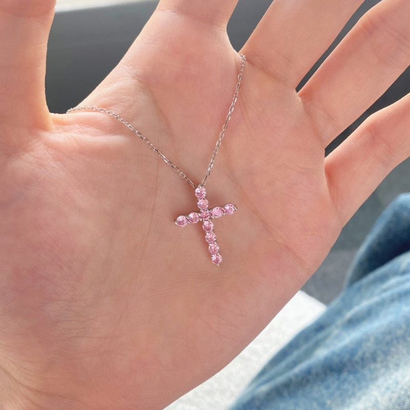 Classic Prong Set Gemstone Cross


