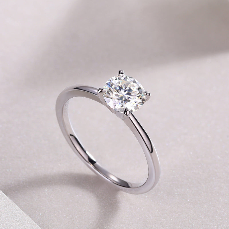 Retro Inspired Moissanite Solitaire in Silver

