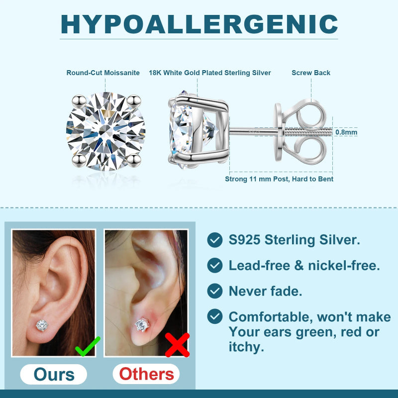 Sparkling Moissanite Screw Studs
