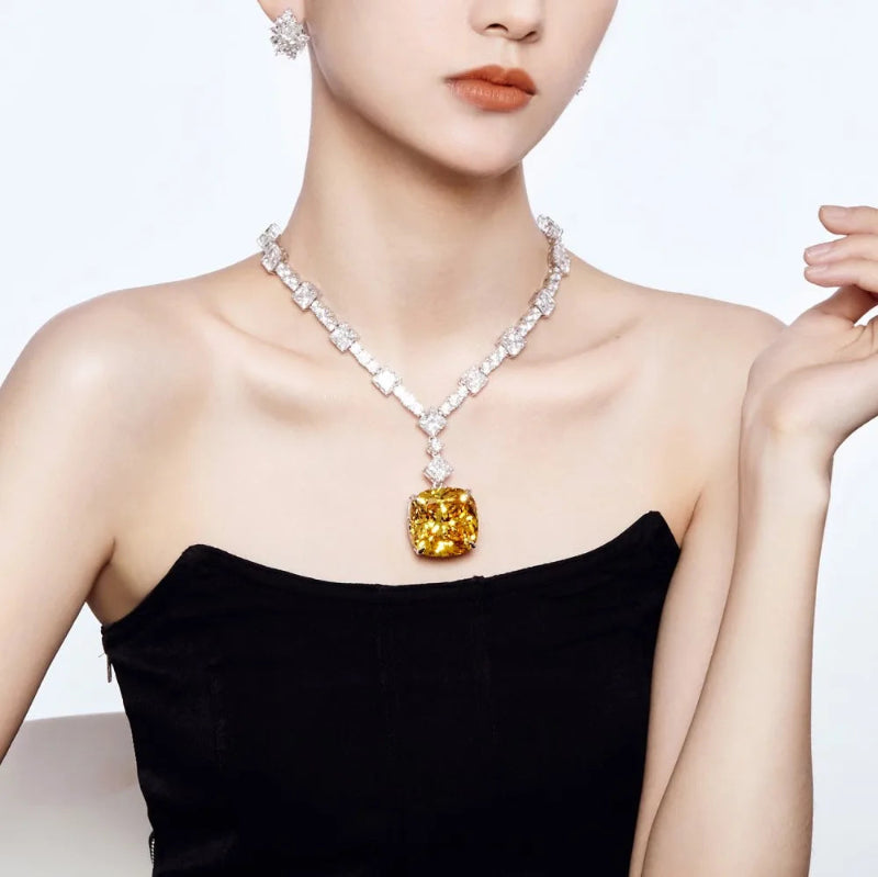 Sparkling Sterling Silver Square Pendant