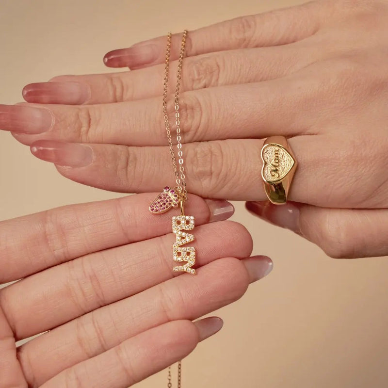 Iced Out "Mama" and Paw Charm


