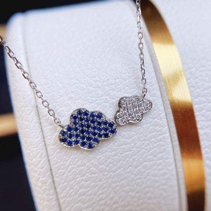 Raindrop Cloud Sparkle Necklace (implying blue as rain, white as cloud)
