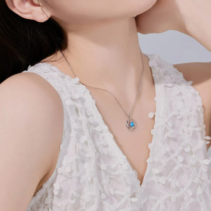 Sun and Moon Face Opal Necklace

