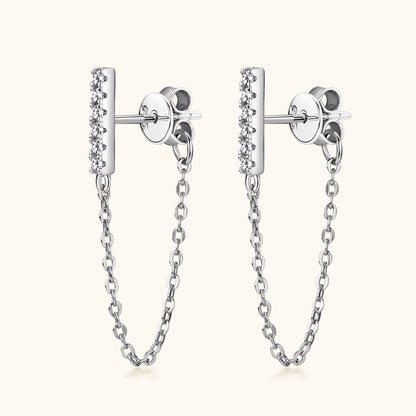 Moissanite Bar Chain Earrings