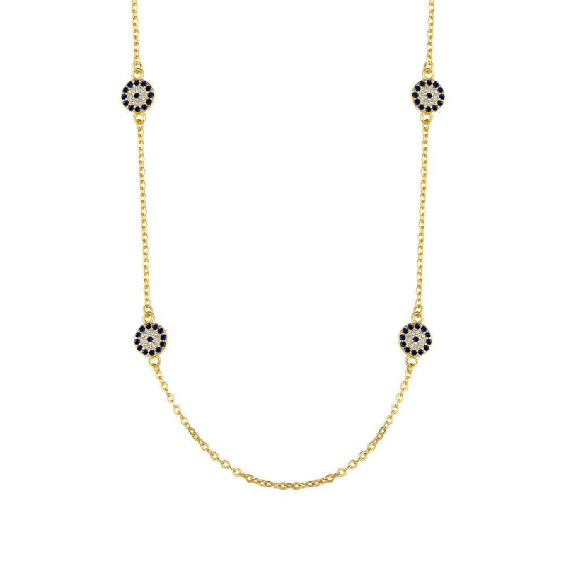 Gold Evil Eye Charm Drop Necklace

