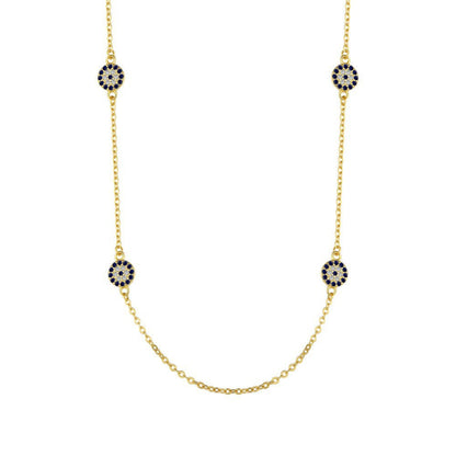 Gold Evil Eye Charm Drop Necklace

