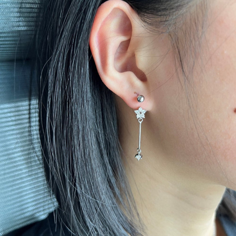 Gold Tone Flower Dangle Earrings

