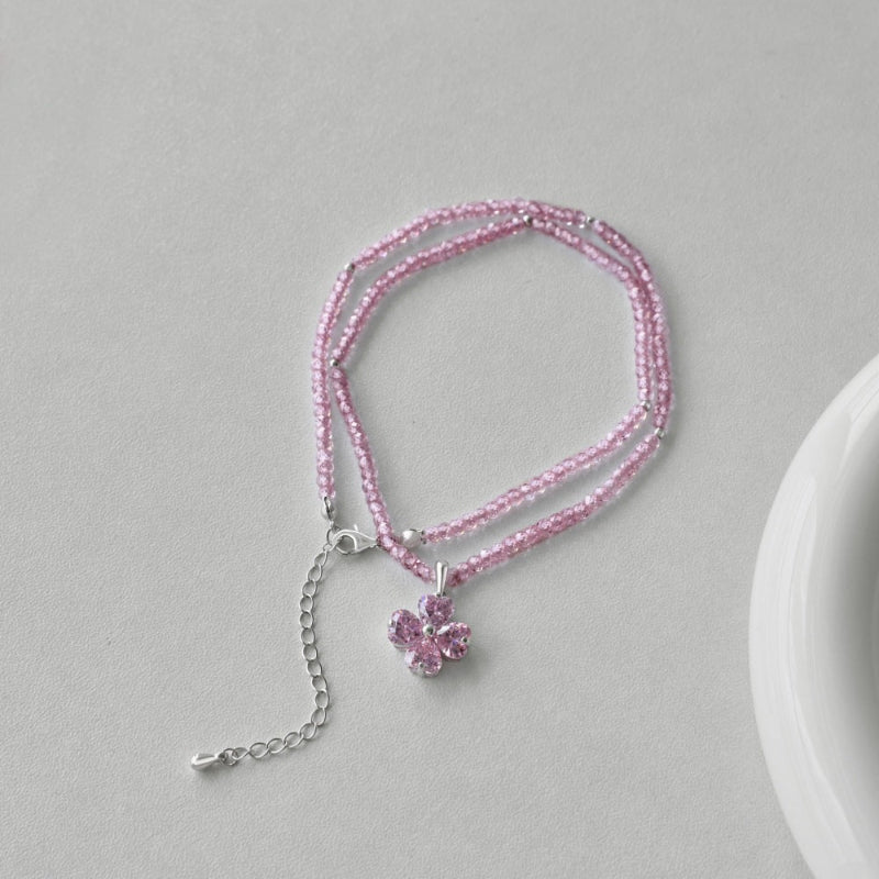 Fuchsia Pink Beaded Necklace

