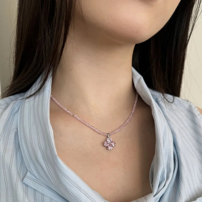 Blush Pink Clover Pendant

