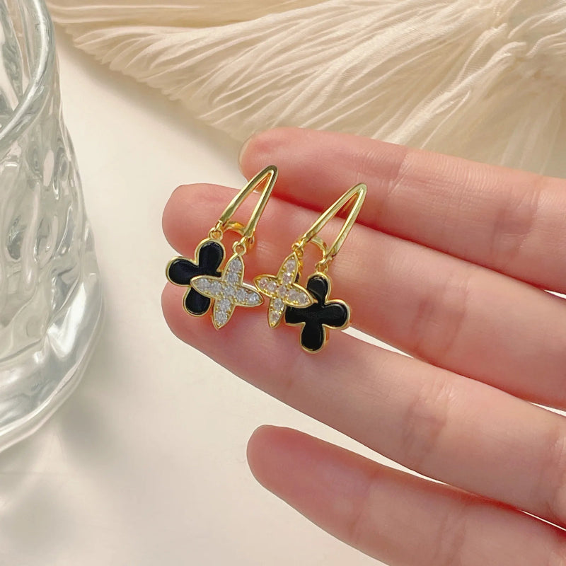 Gold Plated Clover Drop Earrings

