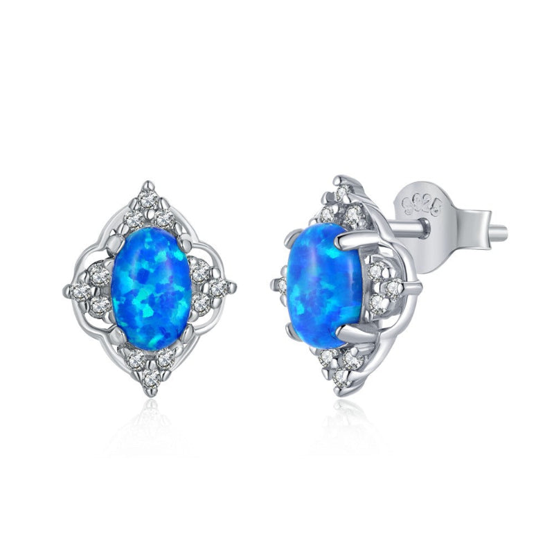 Everyday Blue Opal Floral Studs

