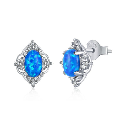 Everyday Blue Opal Floral Studs

