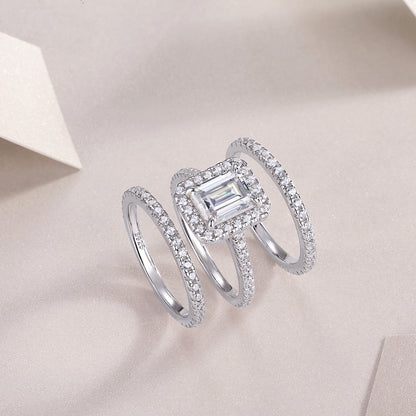 Classic Emerald Cut Moissanite Bridal Ensemble

