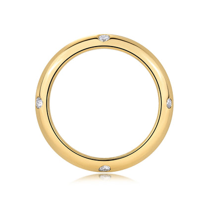 Domed Gold Ring with Flush-Set Moissanite

