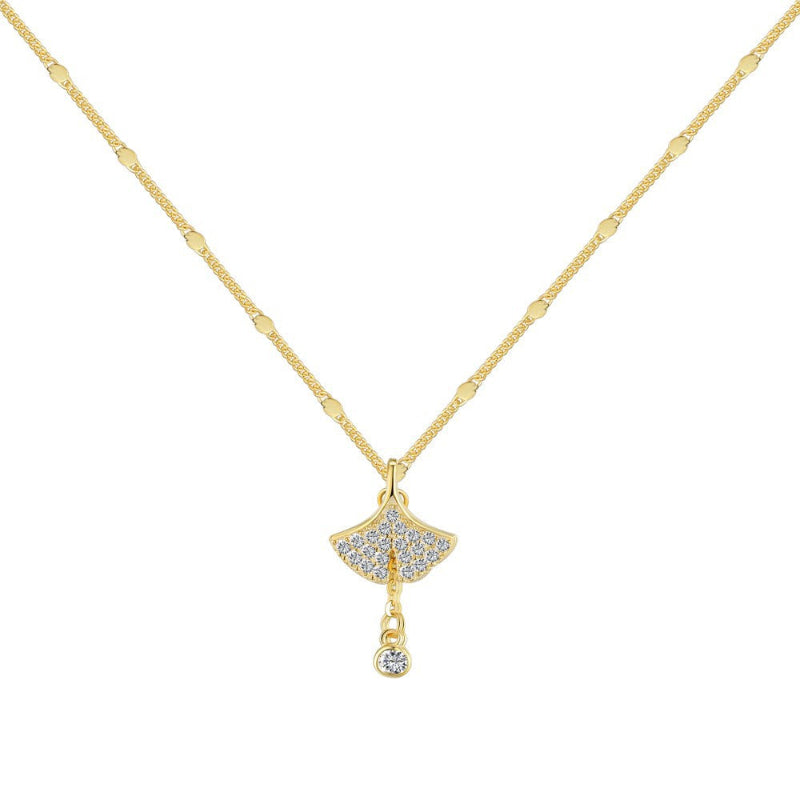 Graceful Gold Ginkgo Charm Necklace

