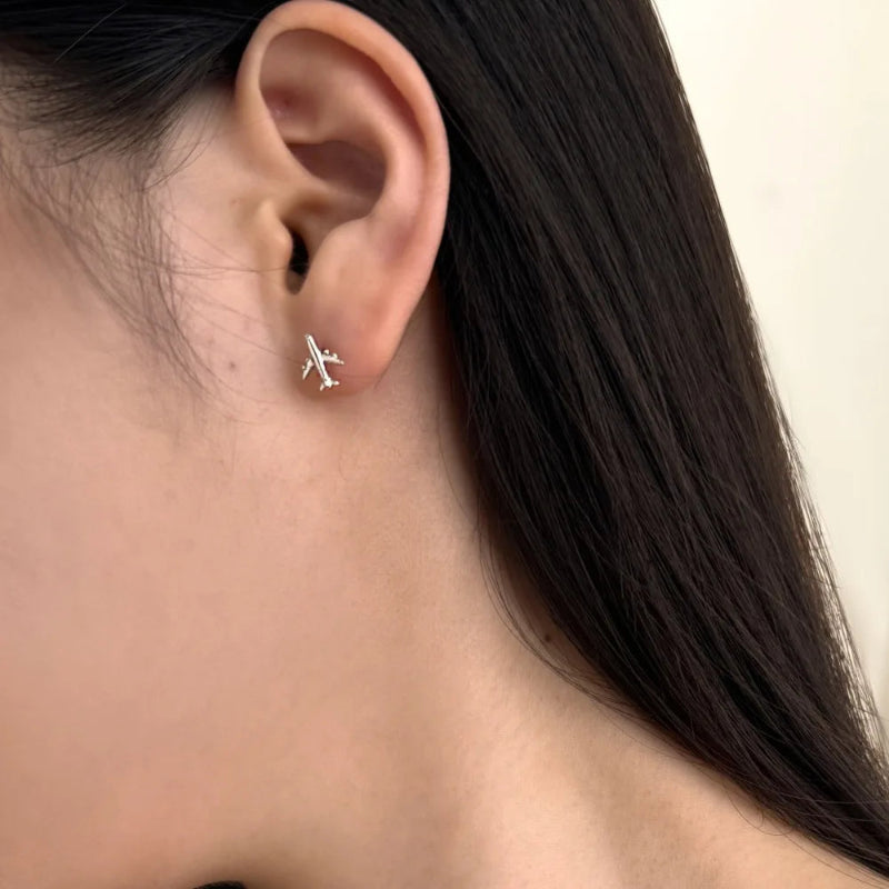 Miniature Gold Airplane Studs

