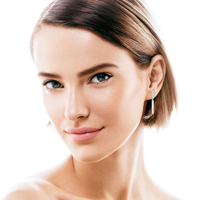 20mm Moissanite Vertical Bar Earrings

