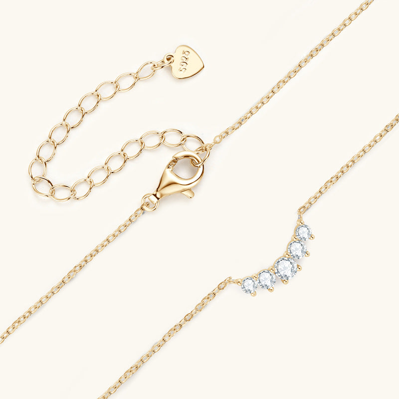 Dazzling Moissanite Half-Moon Pendant Necklace


