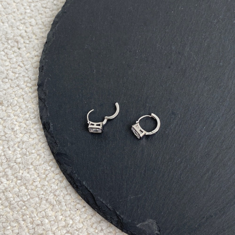 Architectural Emerald Cut Hoops

