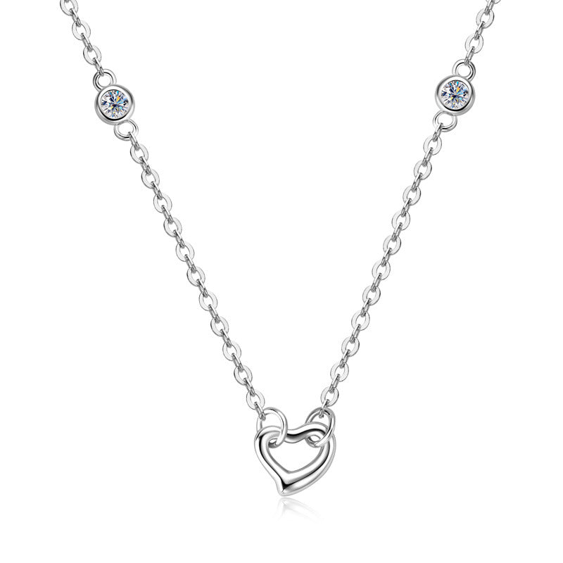 Minimalist Moissanite Heart Charm Necklace

