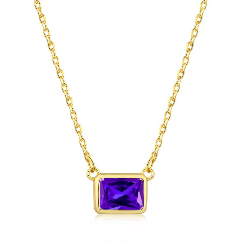 Shimmering Silver Station Necklace with Central Rectangular Gem

