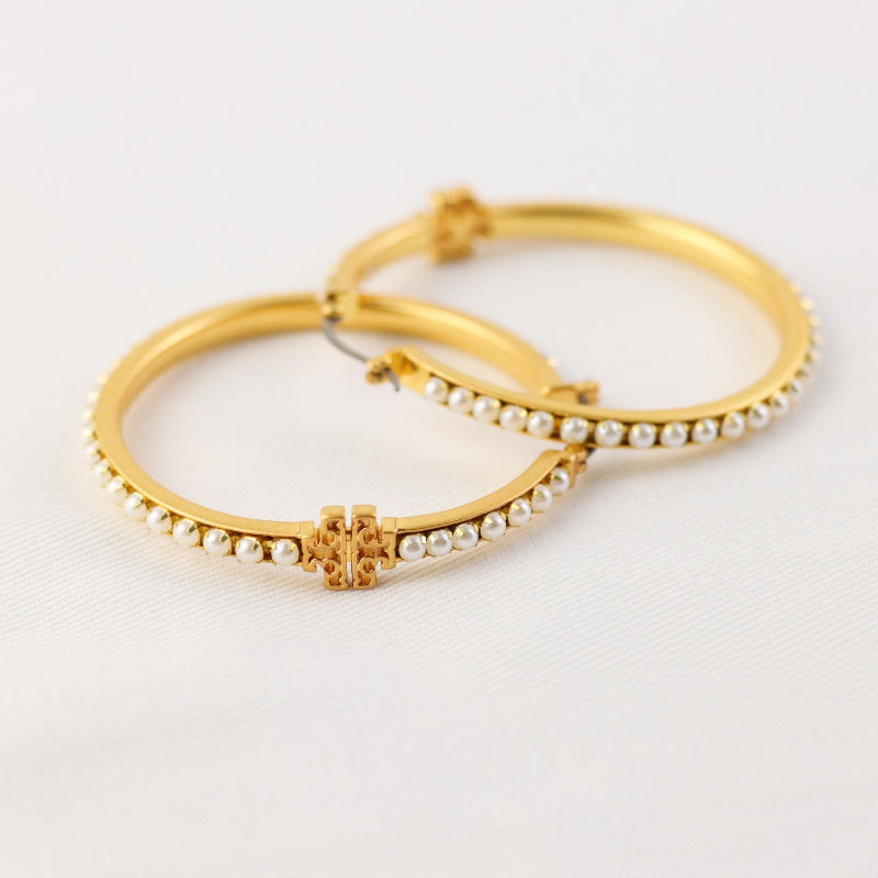 Minimalist Tory Burch Hoops with Pearls


