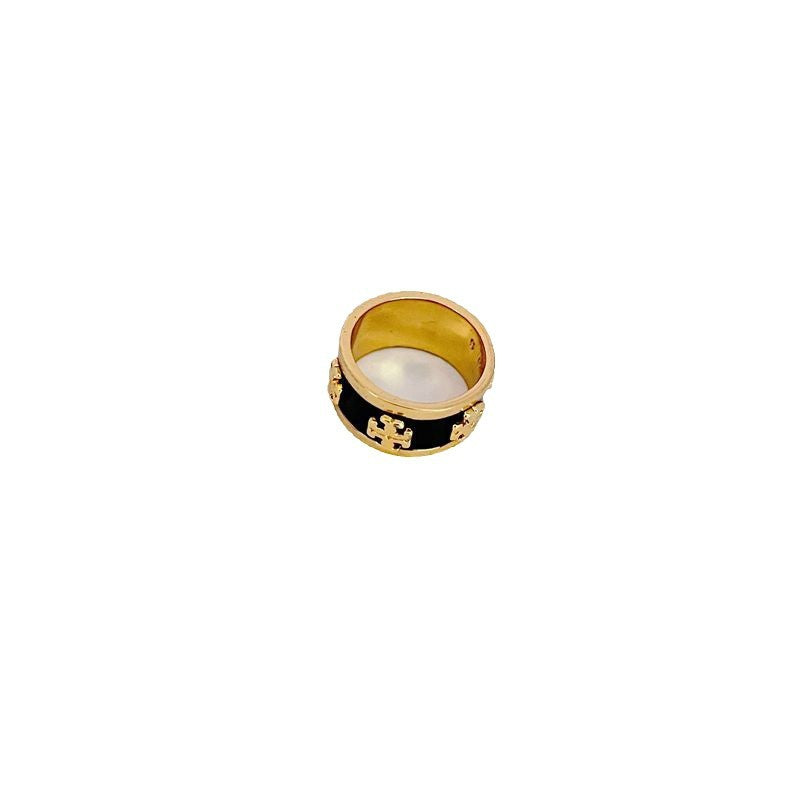 Polished Gold-Tone Enamel Rings

