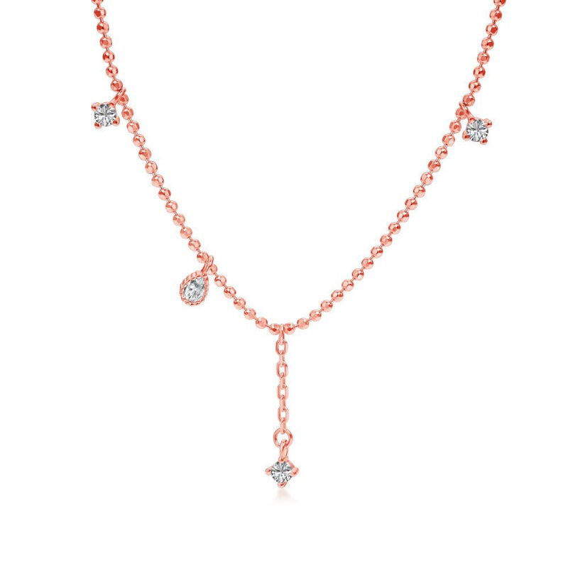 Lustrous Gold Beaded Dangle Necklace

