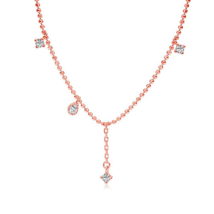 Lustrous Gold Beaded Dangle Necklace

