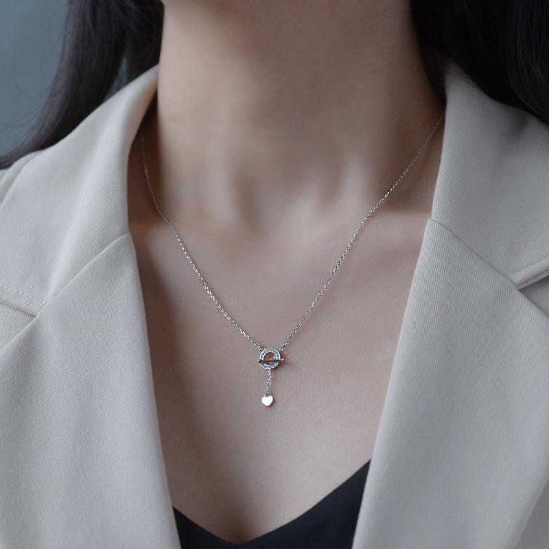 Pave Circle T-Bar Necklace

