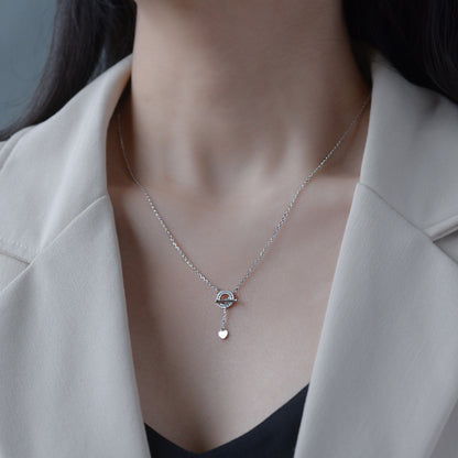 Pave Circle T-Bar Necklace

