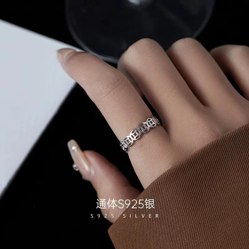 Silver Tone Money Coin Ring


