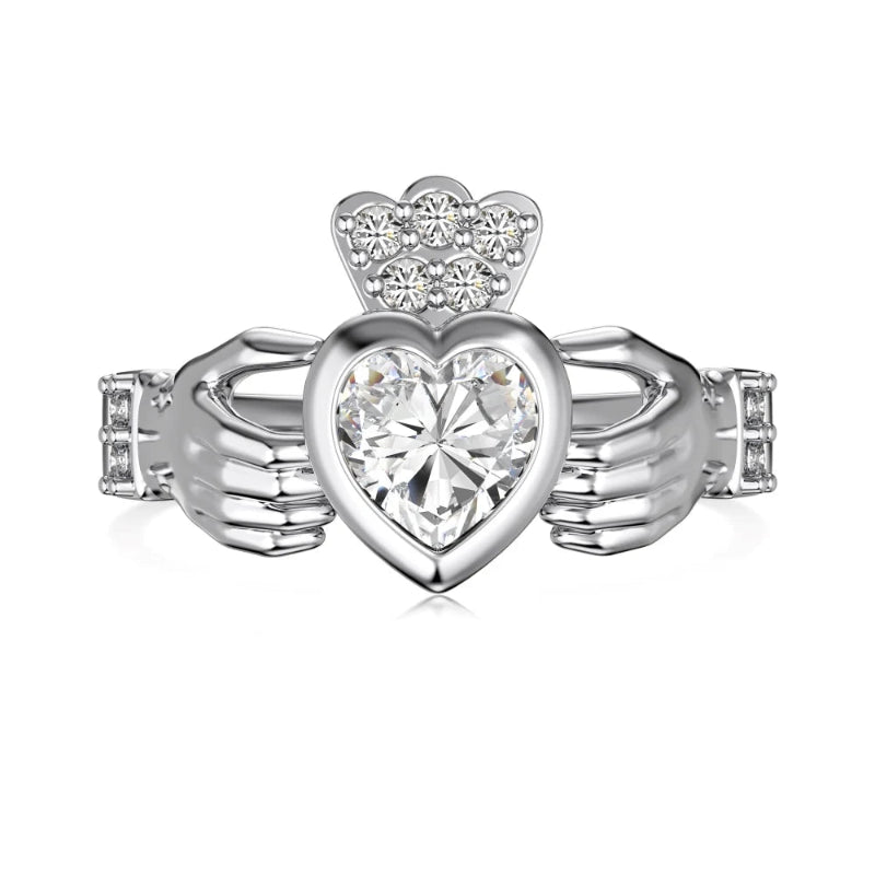 Irish Claddagh Diamond/Zirconia Ring

