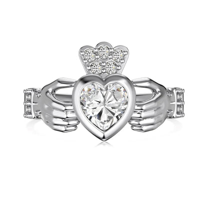 Irish Claddagh Diamond/Zirconia Ring

