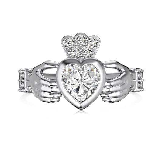 Irish Claddagh Diamond/Zirconia Ring

