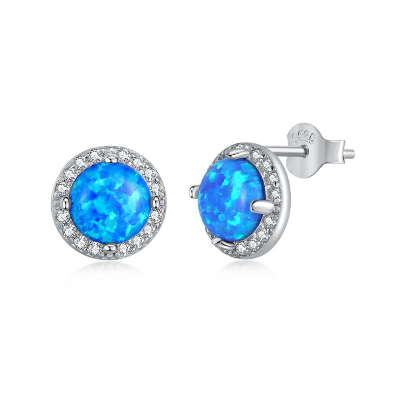 Luminous Blue Opal Star Studs

