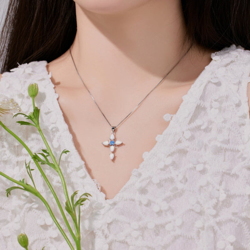 Dazzling Denim Blue Cross Pendant